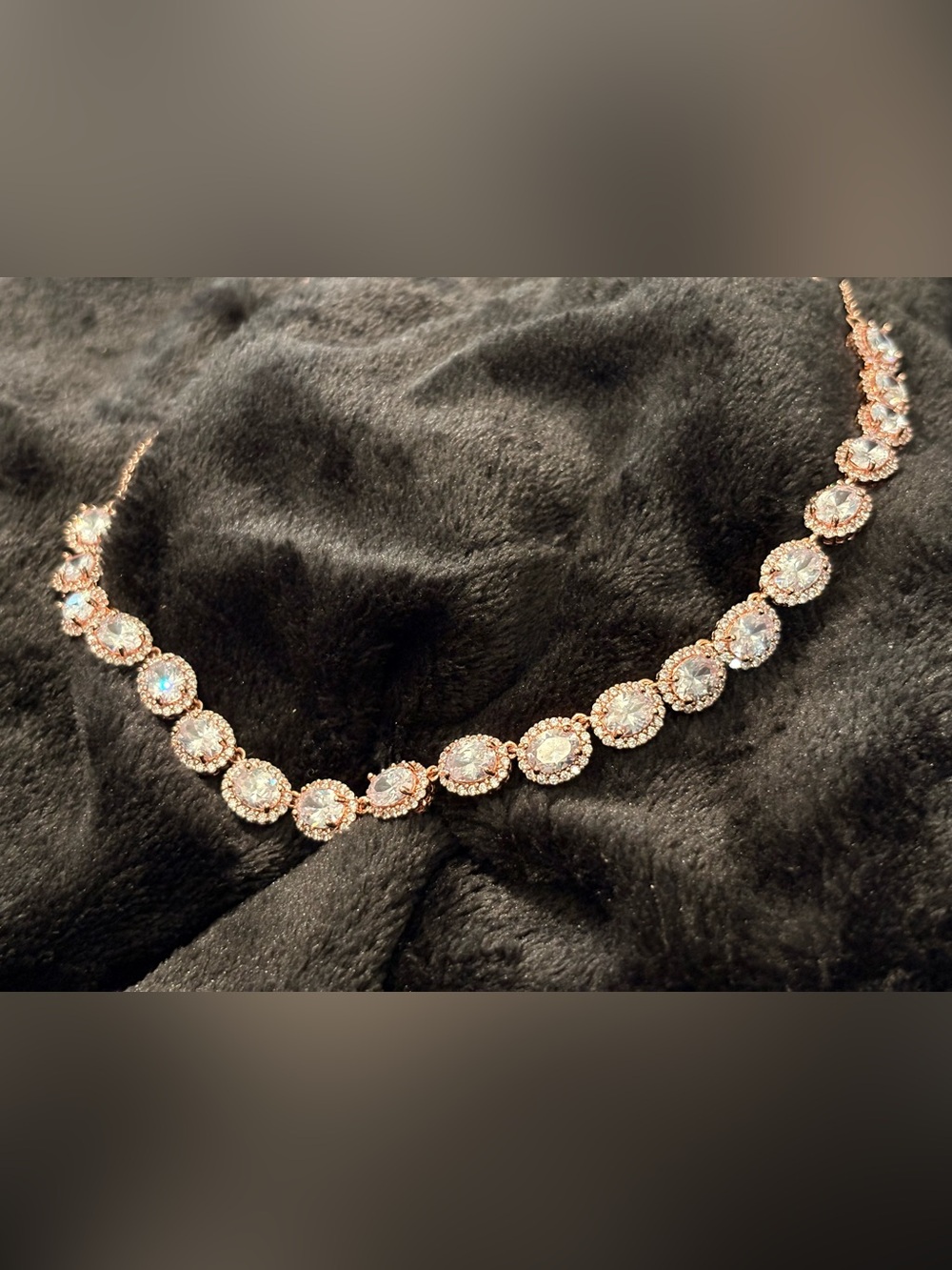 Nordstrom Cubic Zirconia Cluster Collar Necklace - Rose Gold Tone